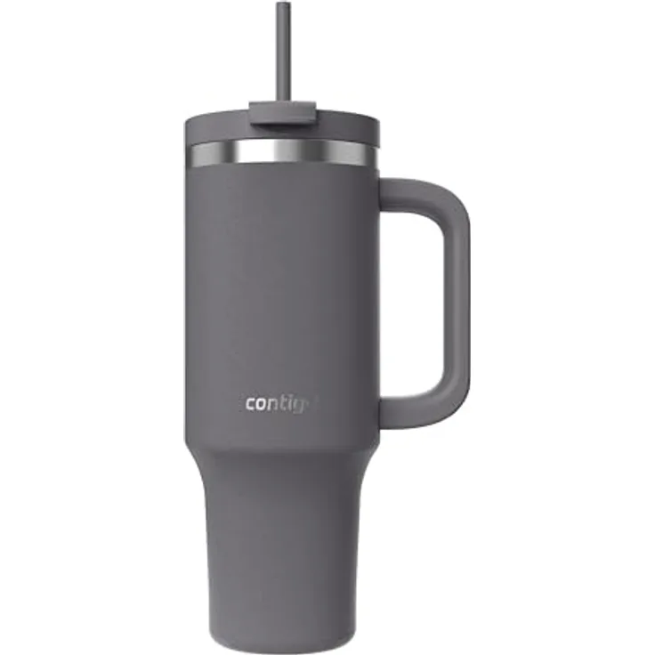 Contigo Streeterville Thermosflasche 1200 ml, isolierte Edelstahl-Trinkflasche mit Henkel und Strohhalm, Kühlt bis zu 29 Stunden, BPA-frei, spülmaschinenfest