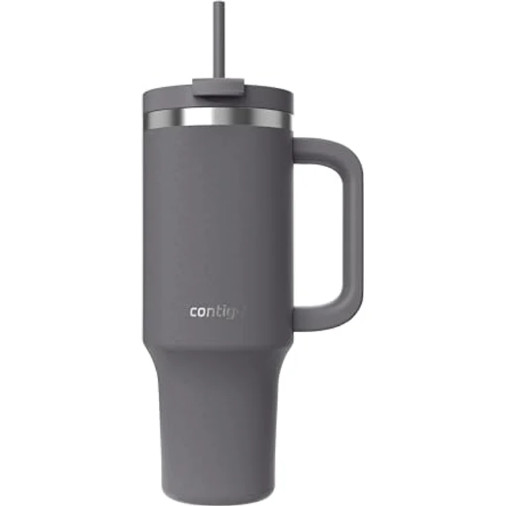 Contigo Streeterville Thermosflasche 1200 ml, isolierte Edelstahl-Trinkflasche mit Henkel und Strohhalm, Kühlt bis zu 29 Stunden, BPA-frei, spülmaschinenfest – Bild 1