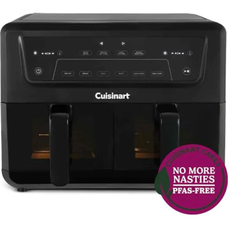 Cuisinart XXL Zweizonen-Heißluftfritteuse, 6-in-1 Kochfunktionen, PFAS-frei, 2 x 5,2L Kapazität für 8+ Portionen, spülmaschinenfeste Teile