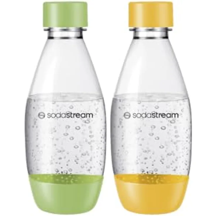 SodaStream 0,5L BPA-freie FUSE Kunststoffflasche in grün & gelb | Spülmaschinengeeignet | Kompatibel mit DUO, E-DUO, Terra, uvm. | 2er-Pack