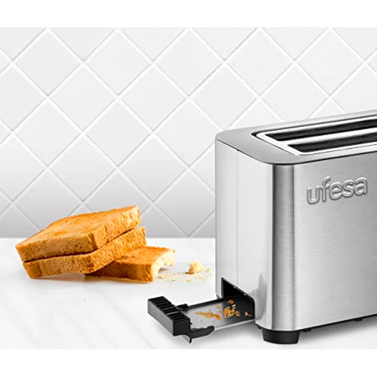 Ufesa Duo Delux Toaster 2 Scheiben aus Edelstahl, LCD-Digitalbildschirm, 850 W, 2 Breite Schlitzen, 7 Bräunungstufen – Bild 3