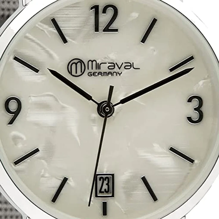 Miraval Moderne Design Damenarmbanduhr mit Datumsanzeige 33mm Edelstahlarmband Extra Dünn, Japanisches Quarzuhrwerk – Bild 2