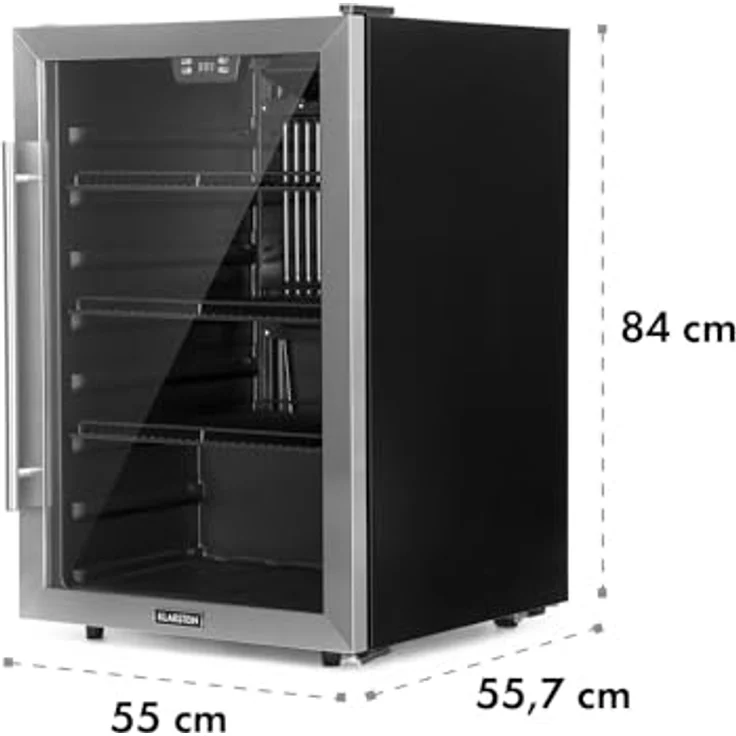 Klarstein Mini Kühlschrank mit Glastür, 147 Liter, Indoor/Outdoor, Leise - Gebürsteter Edelstahl – Bild 2