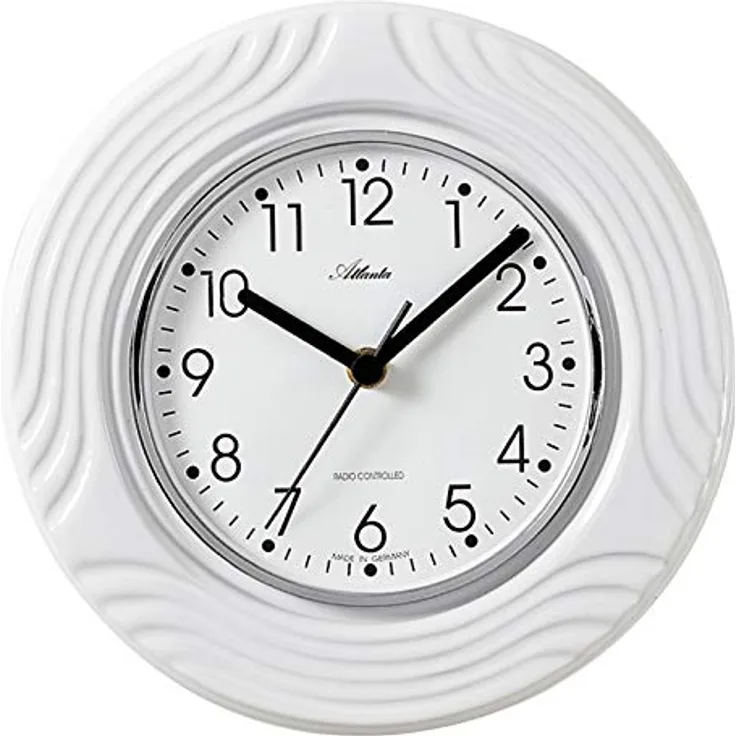Atlanta Funk Küchenuhr Edel-Keramik Weiß - 6020