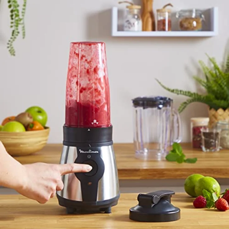 Moulinex Blend&Go LM1B1D10 Standmixer, 300 W, 750-ml-Becher zum Mitnehmen, 4-Klingensystem, Edelstahloberflächen – Bild 3