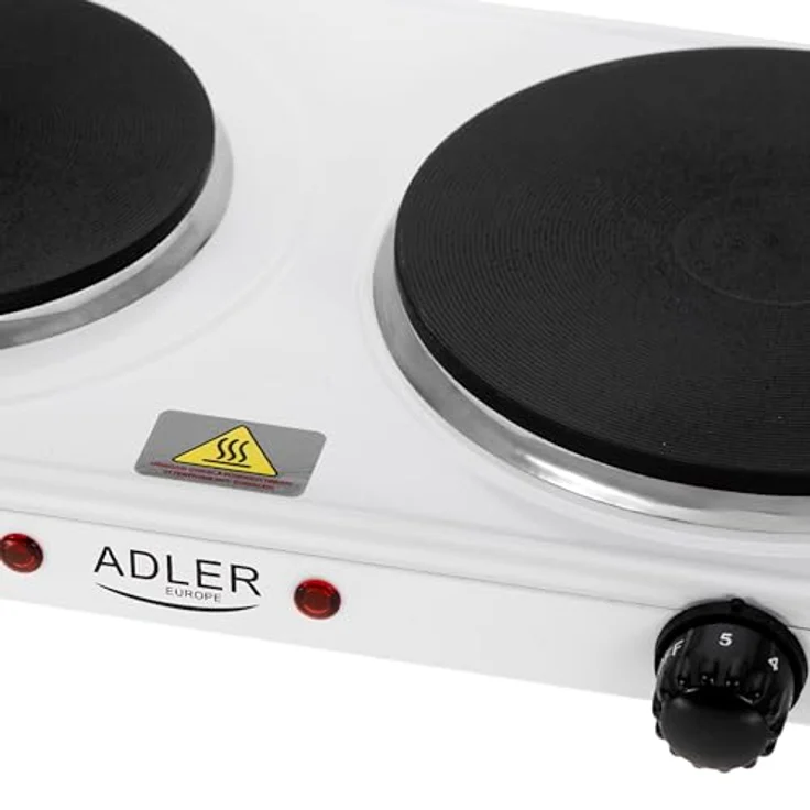 Adler Doppelkochplatte AD 6520, elektrisch mit stufenloser Temperaturregelung, 2500 W, weiß – Bild 4