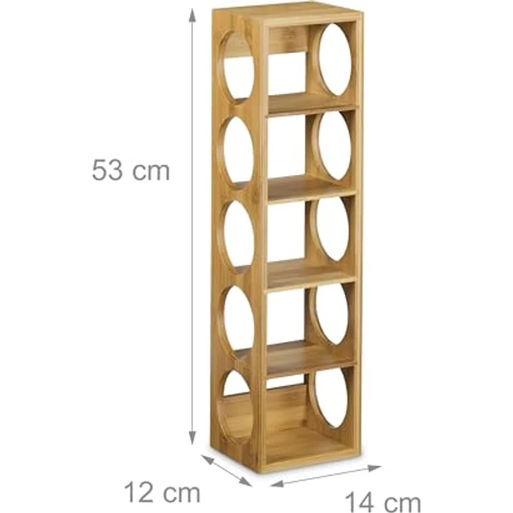 Relaxdays 3X Weinregal Bambus, Flaschenhalter 5 Fächer, Holzregal für Wein, Flaschenregal modern, HxBxT: 53 x 14 x 12 cm, Natur – Bild 3