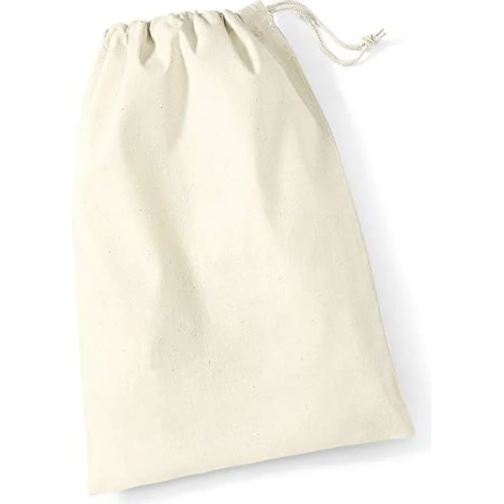 Westford Mill W115 Baumwollbeutel, Natur, Kordelzug, 37 x 46 cm, 12 l Fassungsvermögen, Druckfläche 32 x 30 cm – Bild 1