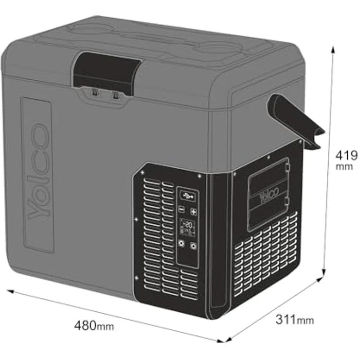 Yolco ET18 Carbon, Kühlbox mit 17 l und -20°C Kühlleistung, betrieben mit 12V/24V, leise (48 dB) – Bild 14