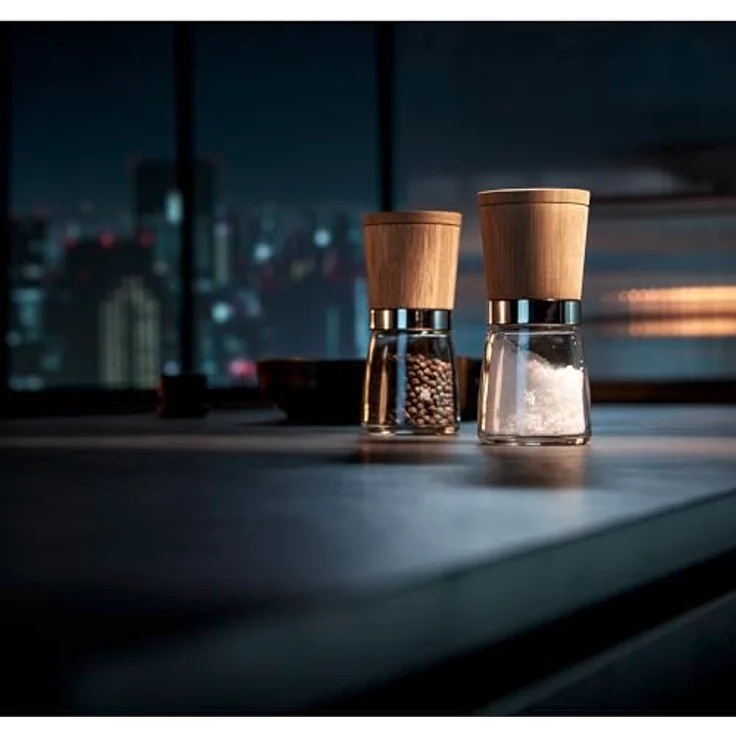 WMF Ceramill Nature Salz und Pfeffer Mühle Set 2-teilig, unbefüllt, für Salz, Pfeffer, Chilli, Salzmühle, Pfeffermühle Holz, Keramikmahlwerk – Bild 2