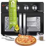TurboTronic digitaler Heißluftofen - XXL 32 Liter mit Drehspieß für Hähnchen 4in1 Mini Backofen & Power Heißluftfritteuse Airfryer ab 80°C
