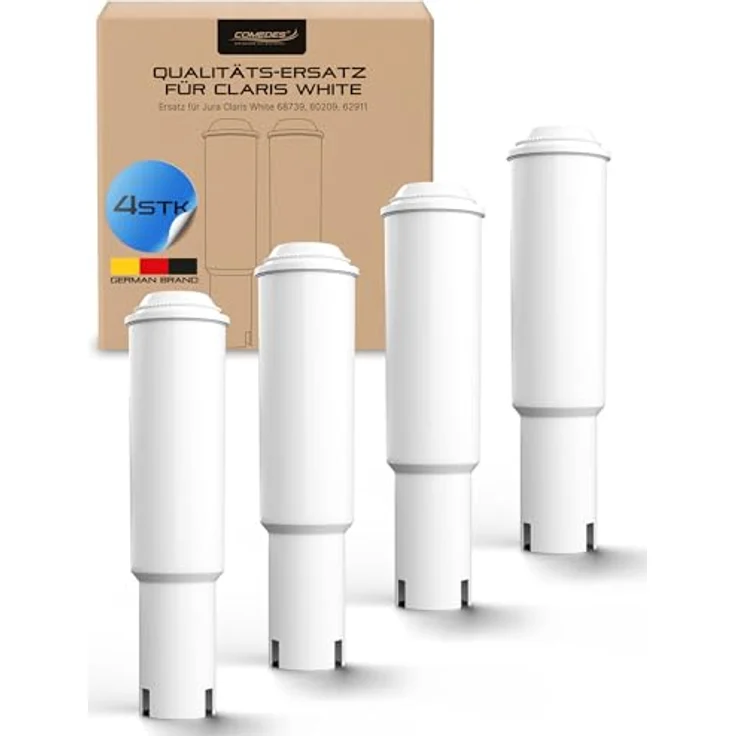 Comedes Wasserfilter 4er Set, aktivkohlebasierter Wasserfilter passend für Jura Impressa E, J, S, X, XS, Z Serien – Bild 1
