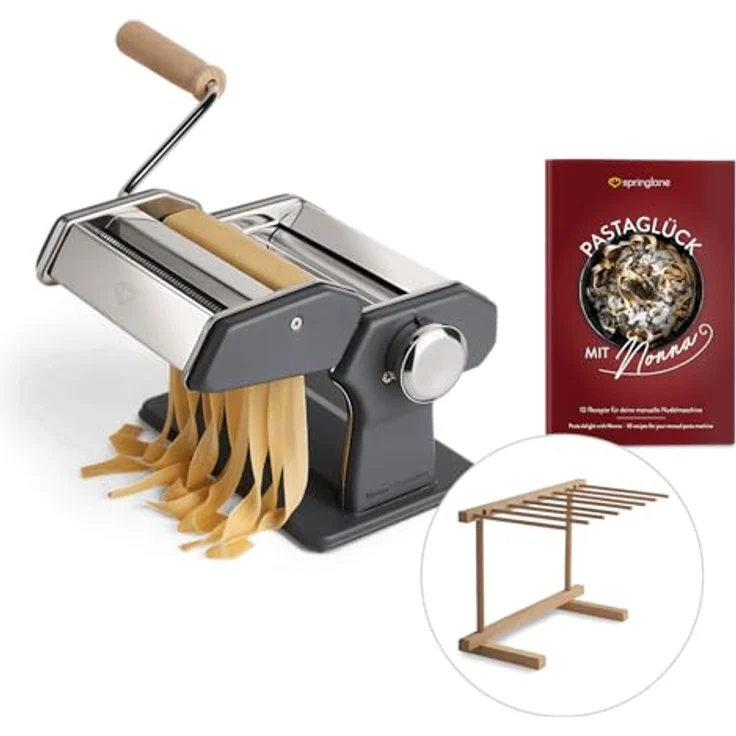 Springlane Nudelmaschine Nonna inkl. Rezeptheft & Nudeltrockner Grau – Bild 2