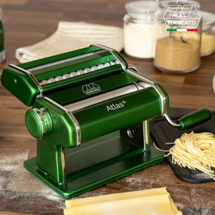 Marcato Atlas+, Nudelmaschine aus eloxiertem Aluminium für Lasagne, Fettuccine, Tagliolini und Spaghetti, 4-in-1, hergestellt in Italien, kompatibel mit zusätzlichem Zubehör – Bild 2
