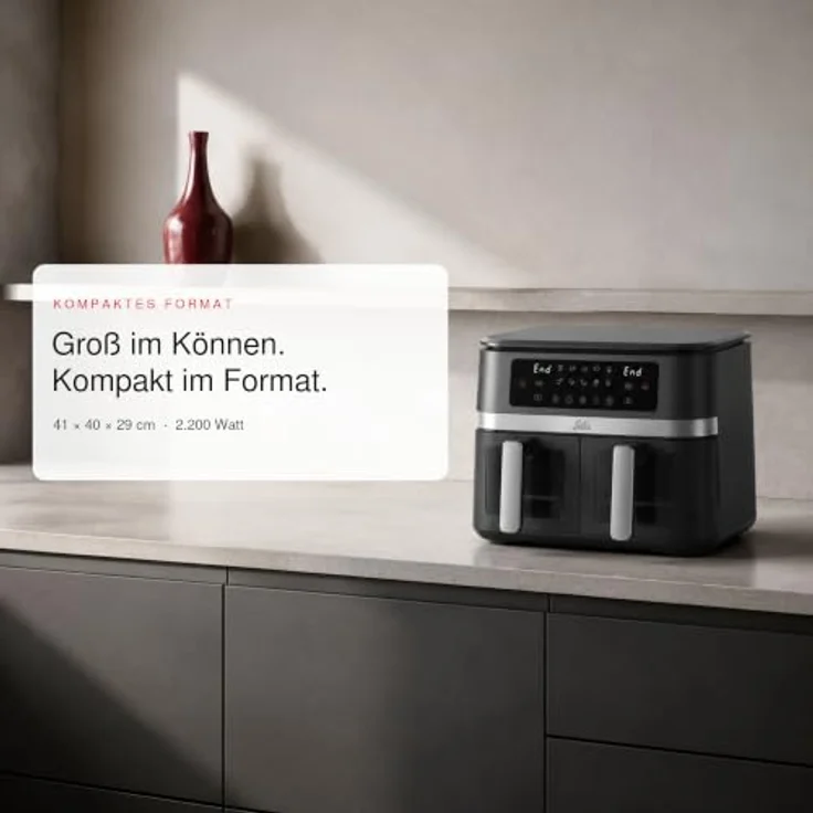 Solis Air Fryer Duo Typ 8102, Heißluftfritteuse mit 2 Kammern, 11 L, Sync-Funktion und Rapid Air Technologie – Bild 8