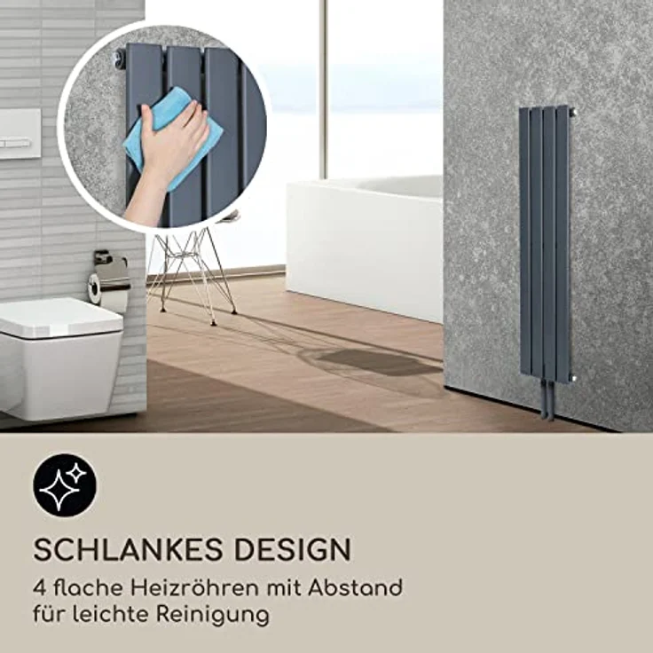 Blumfeldt Badheizkörper, Flachheizkörper Vertikal mit 380 W Thermostat, Wandheizung für Badezimmer & Wohnzimmer – Bild 4