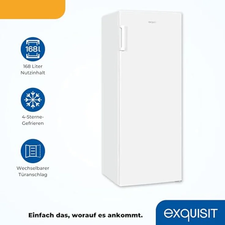 Exquisit Gefrierschrank GS5230-HE-040D weiss | 168 l Nutzinhalt | 4*-Gefrieren | Schnellgefrieren | Standgerät – Bild 3