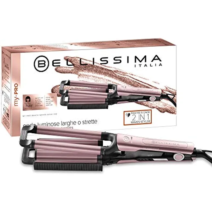Imetec Bellissima My Pro Beach Waves GT20 100 glätteisen, Haarglätter für Wellen und Locken mit Natureffekt, 3 Temperatureinstellungen für die optimale Schonung des Haars, doppelter Lockenstab