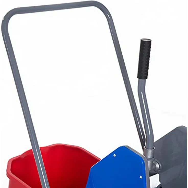 HOMCOM Putzeimer Wischwagen mit 2 Eimern, Metall und Kunststoff, inklusive Auswringer und 4 Rollen, für Heim und gewerbliche Nutzung – Bild 8