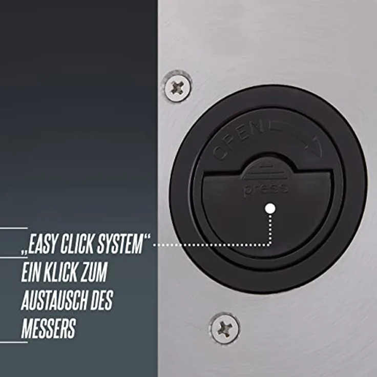 HEINRICHS Metall-Allesschneider, elektrische Brotschneidemaschine, Wurstschneidemaschine, Edelstahl-Rundmesser(Ø19cm), stufenlose Schnittstärkeneinstellung, integr. Sicherheitssperre,200W Heinrich´s – Bild 5