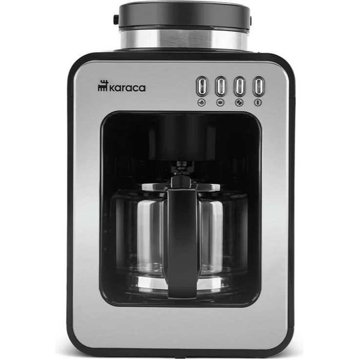 Karaca Espressomaschine Grindmaestro Filter-Kaffeemaschine mit Eingebauter Kaffeemühle, Inox, 0,56L Volumen, 600W, Anti-Tropf-System, One-Touch-Steuerung, Warmhaltefunktion – Bild 1