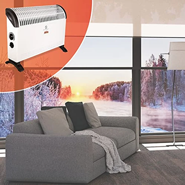 Mauk Heizlüfter Elektroheizung 3 Stufen Konvektor Heizgerät mit Tragegriff & Thermostat Camping Heizer 750/1250/2000 Watt Weiß elektrisch – Bild 3