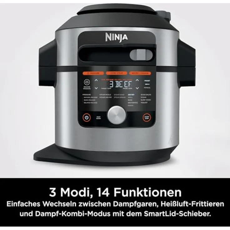 Ninja OL750EU Multikocher, 1760 Watt, 7,5 Liter, 14 Garfunktionen, SmartLid, edelstahl – Bild 2