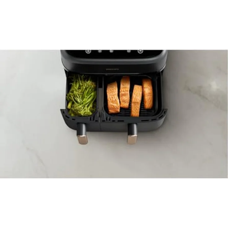 Philips Heißluftfritteuse 3000 Series NA352/00, Dual Basket Airfryer mit 9L Kapazität (3L+6L), 2750 W, RapidAir Technologie, Digitales Display, HomeID App, Schwarz/Kupfer - Preisvergleich – Bild 6