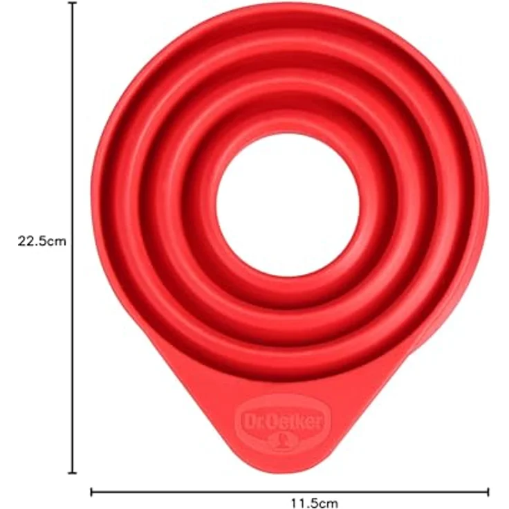 Dr. Oetker Silikon-Trichter Flexxibel, große Öffnung für einfaches Befüllen, hochwertiger Küchenhelfer aus Platinsilikon, faltbarer Trichter zum platzsparenden Verstauen - hitzebeständig bis 230 Grad, (Farbe: rot), Menge: 1 Stück – Bild 7