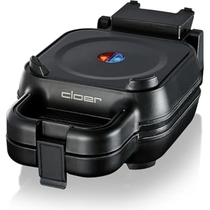 Cloer 6150 Waffelkucheneisen, Waffeleisen für gefüllte Waffeln, Mini Waffeln 11,5 cm Ø oder mit Abstandsring für XXL Füllungen, Antihaftbeschichtung, 800 W, schwarz – Bild 3