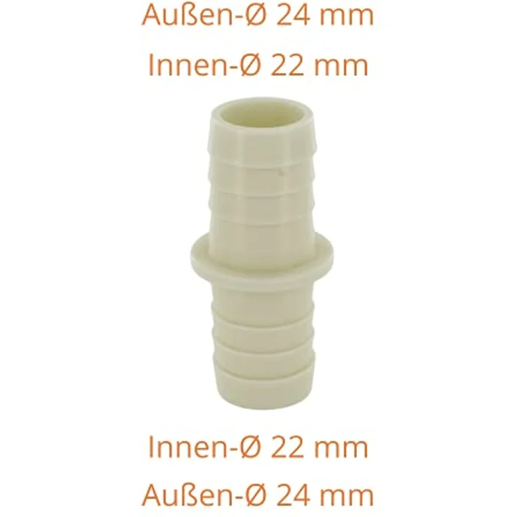 DL-pro Ablaufschlauchverbinder, Verbindungsstück für Innen-Ø 22mm Ablaufschlauch, Adapter mit Außen-Ø 24mm für Waschmaschine und Geschirrspüler – Bild 3
