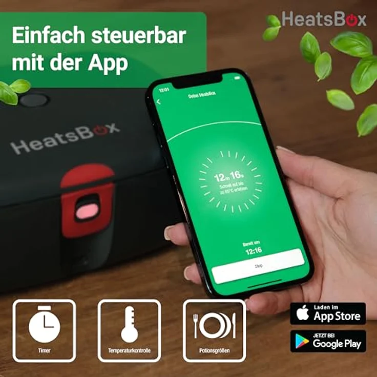 Faitron HeatsBox Go, Elektrische Lunchbox mit Akku und App-Bedienung, Auslaufsichere Edelstahl-Innenschale, Warmhaltebox für Essen, 100 Watt – Bild 3