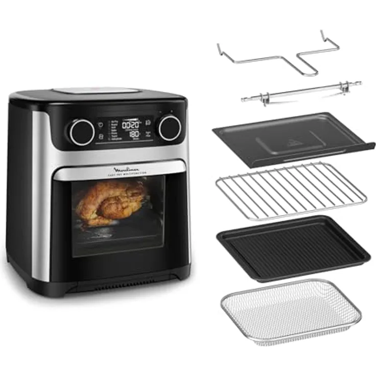 Moulinex Easy Fry AL556DF0, Heißluftfritteuse und Multicooker, 15 L, 9 Programme, EXTRA-CRISP Technologie, schwarz, Edelstahl