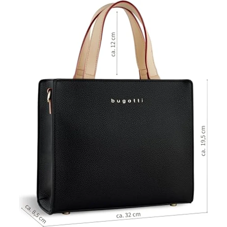 bugatti Ella Mini Tote Bag - Damen-Kunstledertasche in Schwarz mit abnehmbarem Schultergurt und eleganten Design, 23 x 8,5 x 19,5 cm – Bild 2