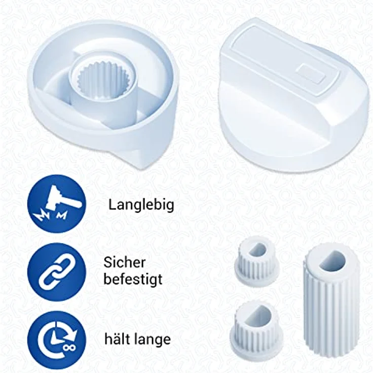 VIOKS SET 4x Drehknopf Herd Weiß Ø38mm Schalter Herd Universal mit Adaptern - Knöpfe & Schalter für Backöfen & Herde/Elektroherd Ersatzteile – Bild 4