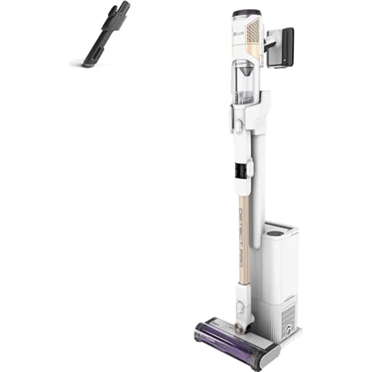 Shark Detect Pro kabelloser Akku-Staubsauger mit FloorDetect, 2L Auto-Empty System, 60 Minuten Laufzeit, leicht, flexibel, Anti-Hair-Wrap-Staubsauger kabellos mit Fugendüse, Weiß/Bronze IW3611EU