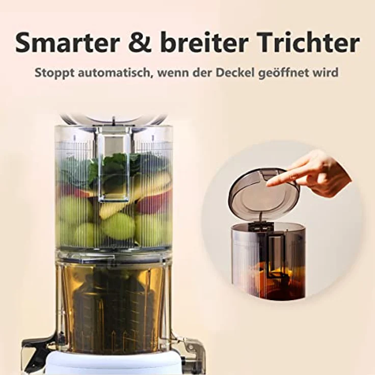 HUROM | Slow Juicer | Entsafter Gemüse und Obst | H310A | Elektrische Kaltpresse | Ruhiger Motor | Leicht zu Reinigen | 220ml | 100 Watt | BPA Frei |Schlankes Design | Lavendel – Bild 4