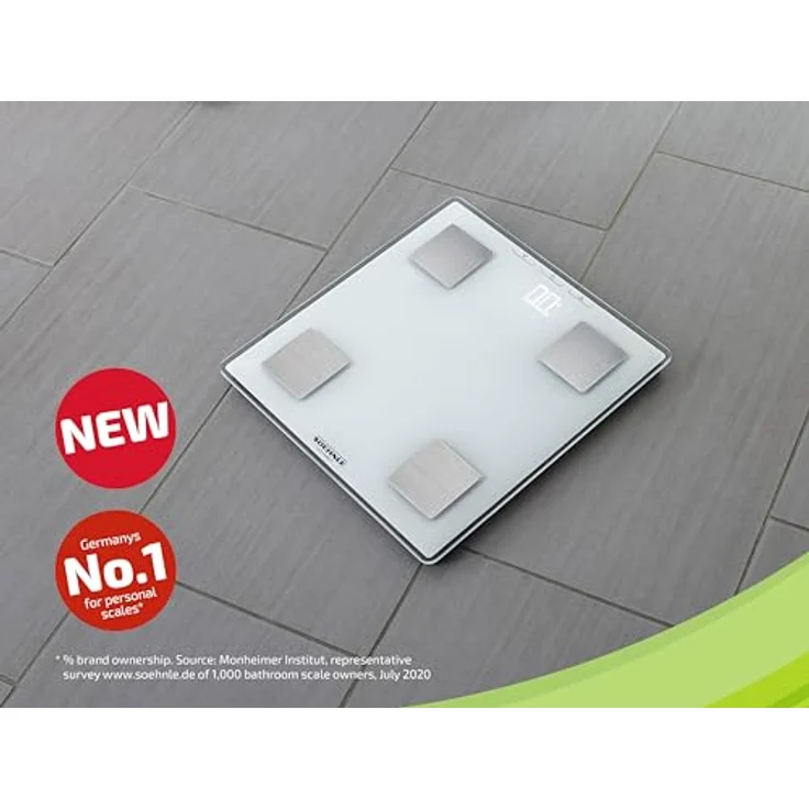 Soehnle Körperanalysewaage Shape Sense Connect Lite, Personenwaage mit App Anbindung, Körperanalyse Gewicht, Fett, Wasser- und Muskelanteil, Körperfettwaage mit LED Display, weiß – Bild 3