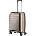 travelite 4-Rad Handgepäck Koffer mit Vortasche erfüllt IATA-Bordgepäckmaß, Gepäck Serie AIR BASE: Funktionaler Hartschalen Trolley im coolen Look, 075346-40, 55 cm, 43 Liter, champagner (beige)