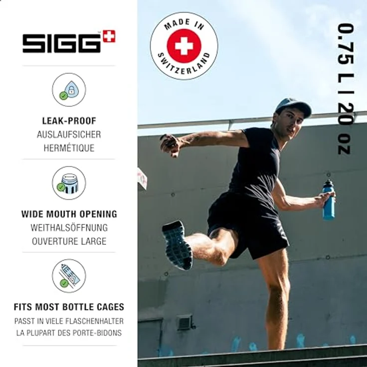 SIGG WMB Sports Blue Touch Sport Trinkflasche, (0,75 L), schadstofffreie und auslaufsichere Trinkflasche, federleichte Trinkflasche aus Aluminium – Bild 2