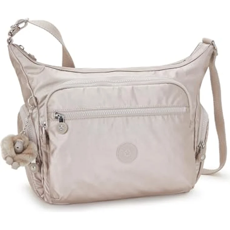 Kipling Gabbie Umhängetasche 37 cm aus Polyamid, beiges Hauptfach mit Reißverschlussfach und Steckfächern – Bild 4