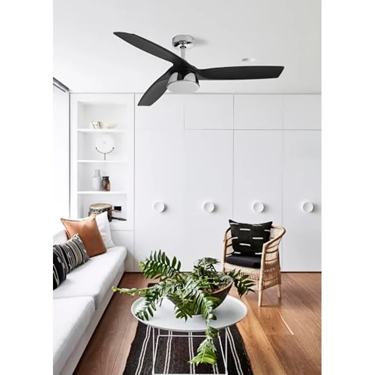 Lucci Air Bronx, Energiespar Deckenventilator mit LED Beleuchtung, Fernbedienung, 132 cm, Chrom glänzend, schwarz – Bild 6