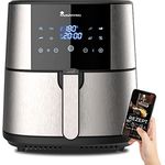 MasterPro Foodies - Fritteuse Ohne Öl, AirFryer XXL, 6L Fassungsvermögen und 1800W Leistung, 90% weniger Fett, Touchscreen-LED-Display und Antihaft-Korb, 8 Kochprograme, Grau