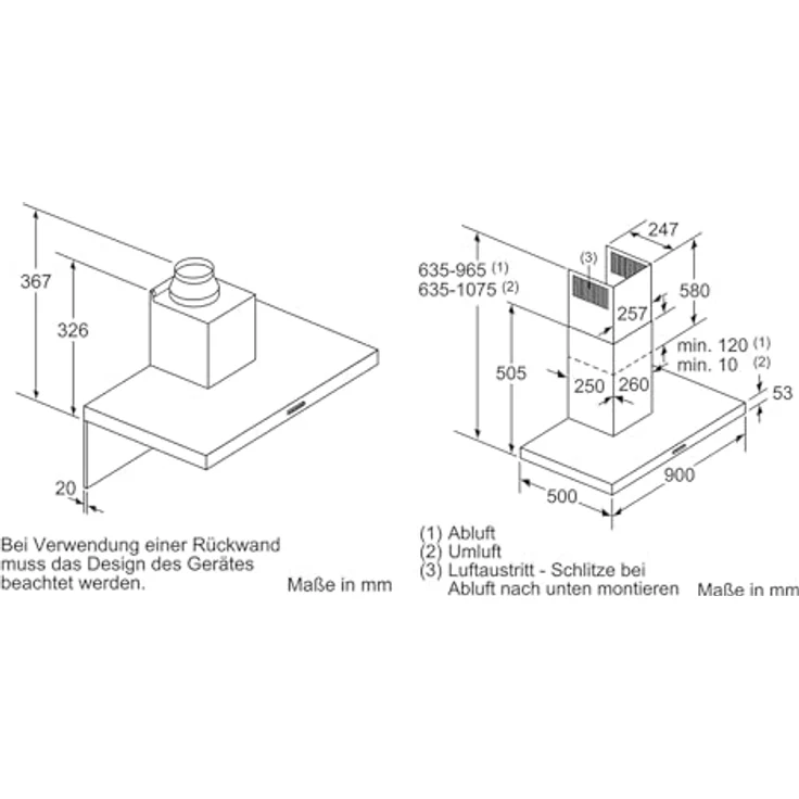 Bosch DWB96BC60 Wandhaube, Serie 2, Wandmontage, Energieeffizienzklasse: B, Leistungsstufen: 3, schwarz – Bild 8