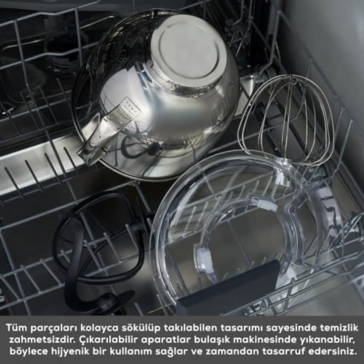 Karaca Pro Artisan Küchenmaschine, 1600W mit Digital Display, Gusseisen Gehäuse, 5L Edelstahltrichter, Rot – Bild 8