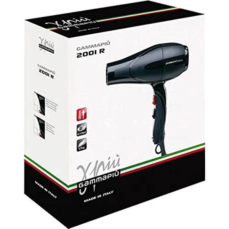 GAMMAPIU' Professioneller Haartrockner 2001 R, Hochleistung, Haarföhn, Leicht, Leise, Leistungsstark, Schnelles Trocken, Friseur, Haarpflege, Ergonomischer Griff, W 1900-2200, Italienischer Stecker – Bild 2