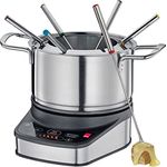Spring Elektrofondue Set | Fondue elektrisch für 6 Personen | optimale Temperaturregulierung | für Käsefondue, Öl-Fondue oder Schokoladen Fondue | sicherer Stand | inkl. 6 Fonduegabeln | 1,4L
