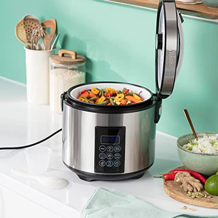 Tristar RK-6138, Reiskocher 2,2 L, 900 W, LCD-Display, Edelstahl – Bild 2
