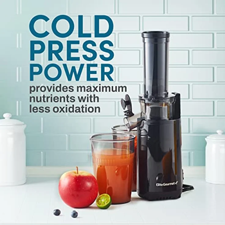 Elite Gourmet EJX600 Compact Masticating Slow Juicer, Cold Press Juice Extractor, Nutrient and Vitamin Dense, Easy to Clean, 16 oz Juice Cup, Charcoal Grey – Bild 4