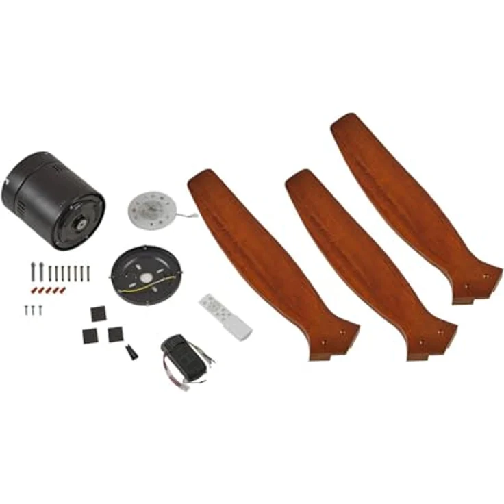 Lucande Deckenventilator Vindur, 3-flüglig aus Holz in dunklem Walnuss, mit Fernbedienung und DC-Motor, geräuscharm – Bild 9
